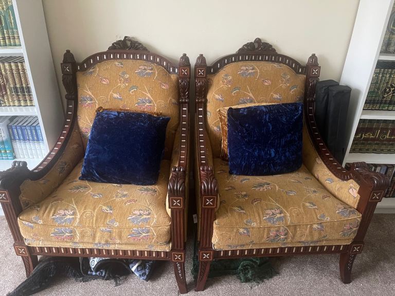 Good quality wood sofas with cushions 