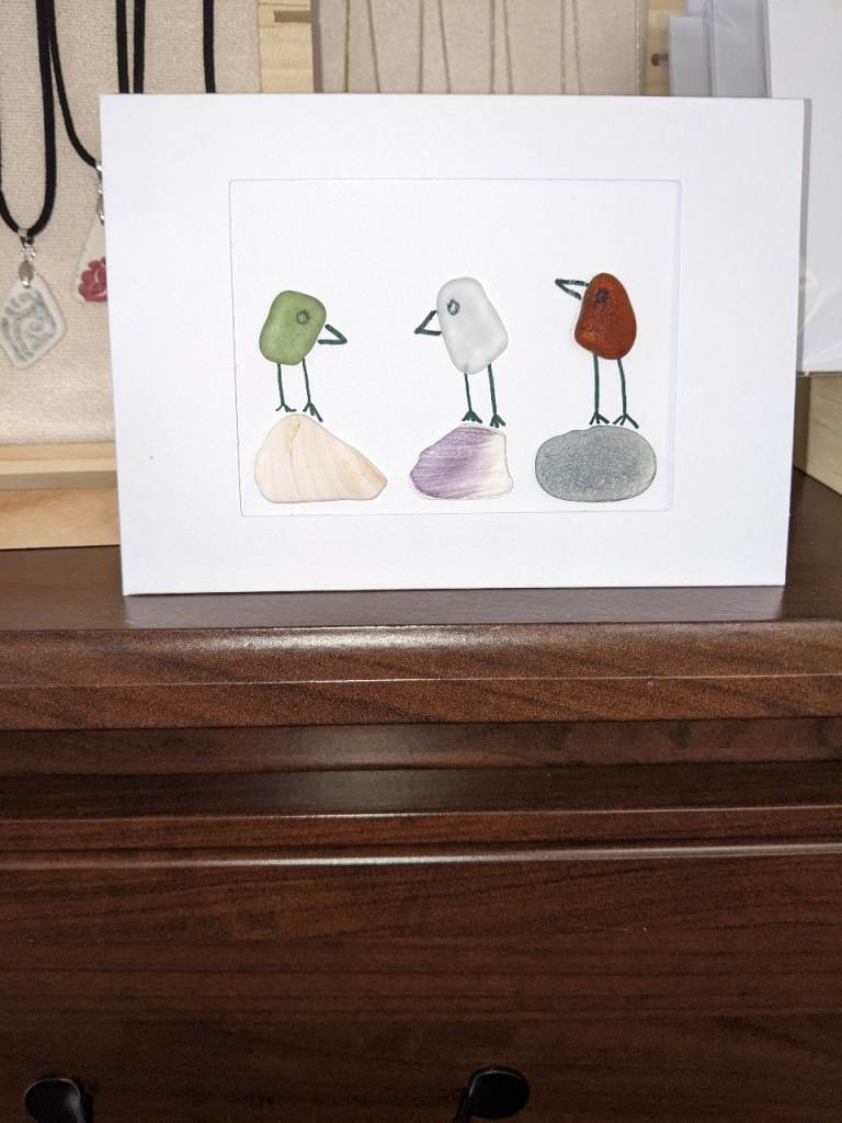Hand made sea glass cards with envelopes 