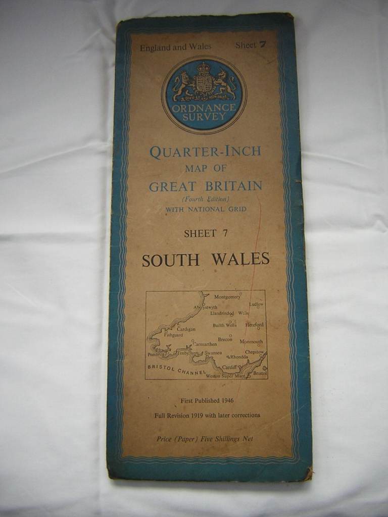 Ordnance Survey Quarter - Inch map of South Wales Sheet 7 1946
