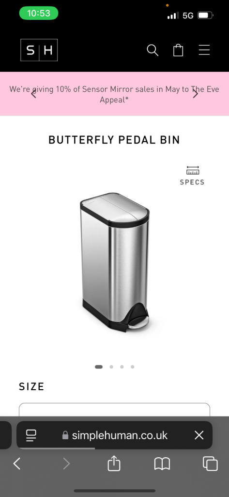 Simplehuman 30L Butterfly Pedal Bin
