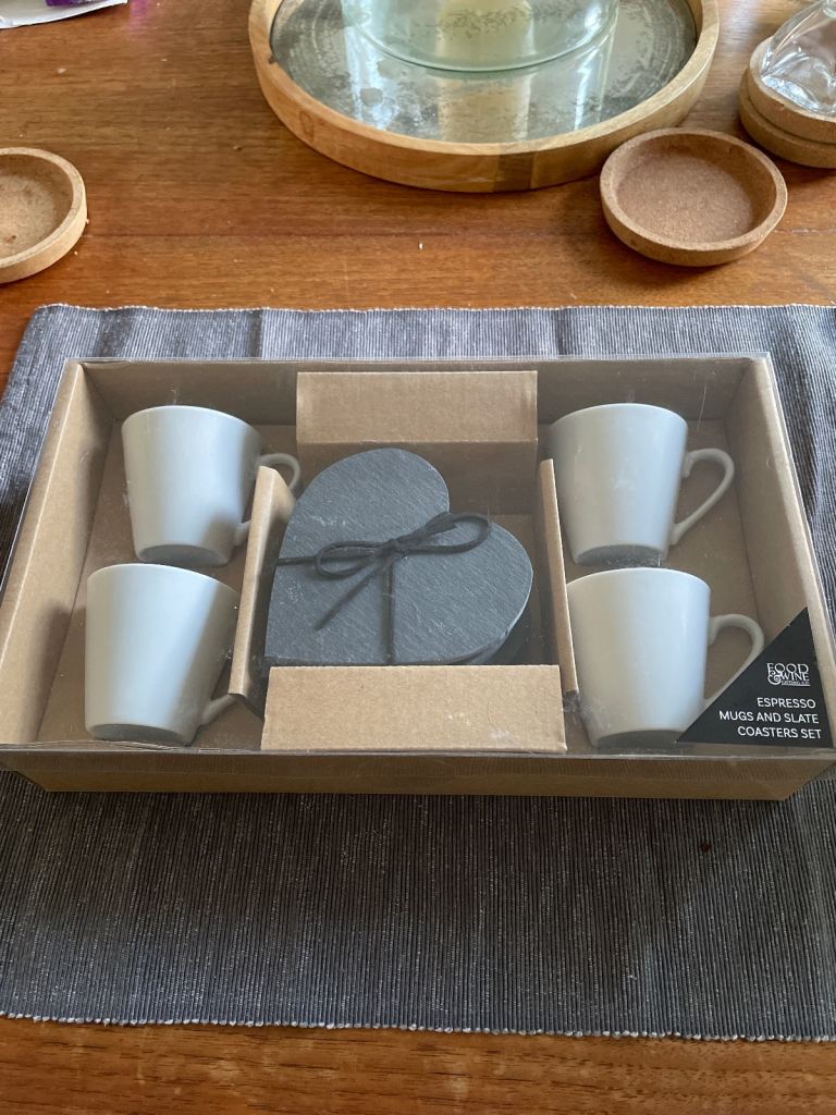 Espresso Mugs & Slate Coasters Set