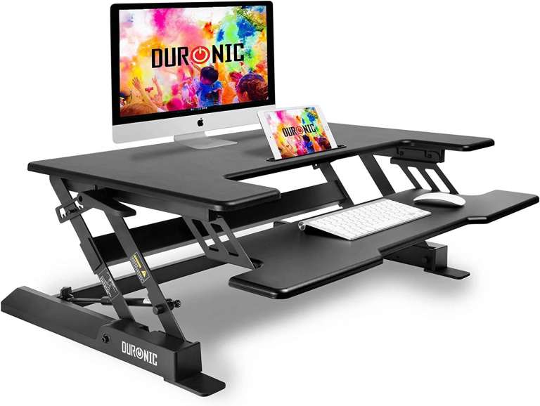 Duronic Sit Stand Desk Table DM05D1 Office Workstation PC Computer Screen Keyboard Laptop Riser