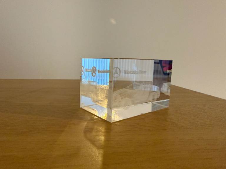 Mercedes-Benz Crystal Glass Paperweight 3D Laser Etched 8cm x 5cm x 5cm Collectible