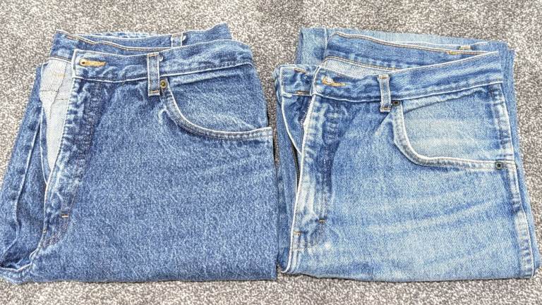  2 PAIRS VINTAGE MEN'S ST MICHAEL MID BLUE WASH DENIM STRAIGHT JEANS W36 L33 1980s 1990s