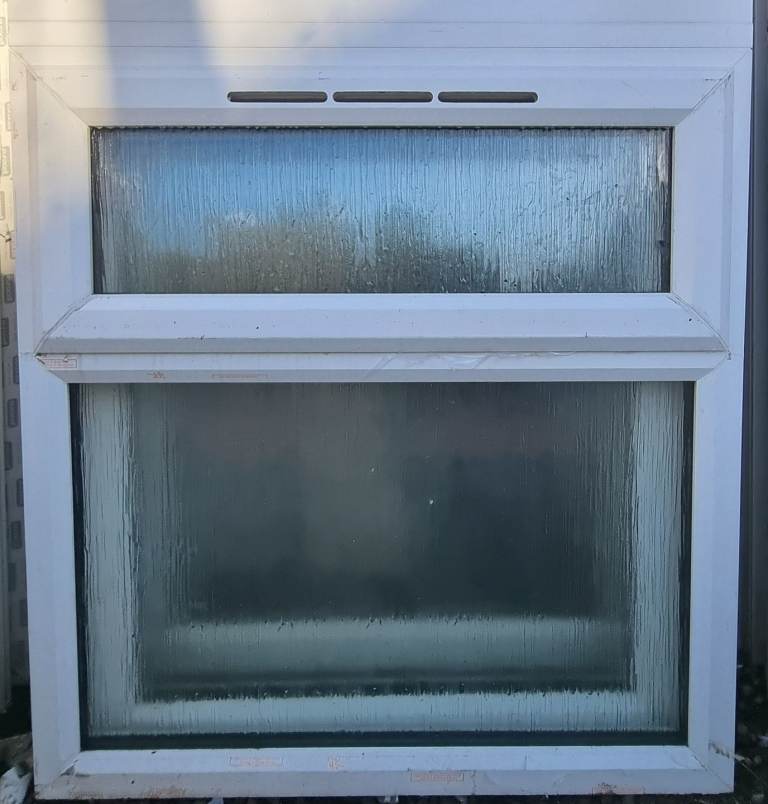 New UPVC Double Glazed White Window 900mm W x 945mm H Garage Shed Obscure #32