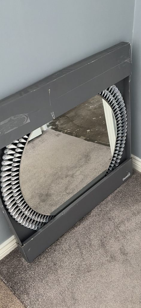 New Round Wall Mirror with Glam Gem Edge Trim