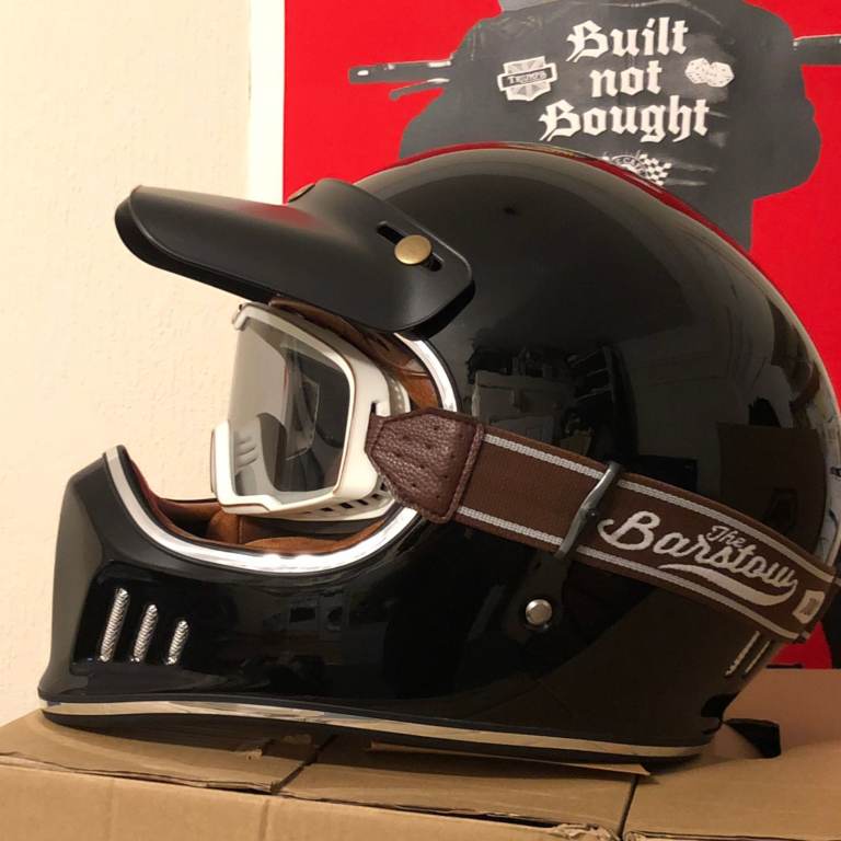 retro motorcycle helmet with google, brand new