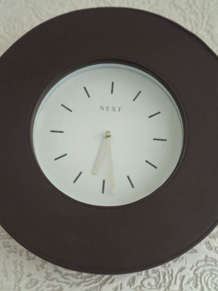 Brown faux leather wall clock