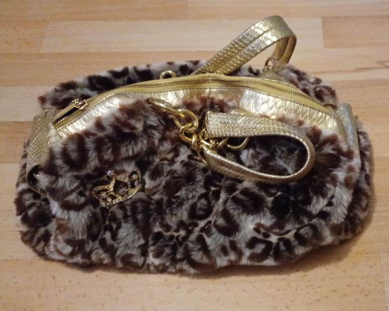 Furry Animal Print Handbag 