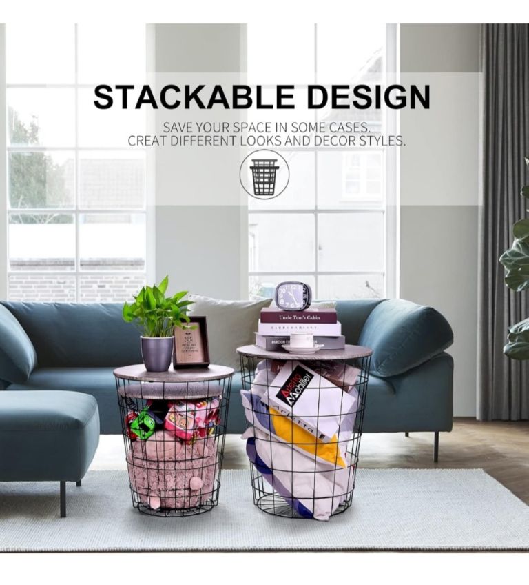 Bnib set of 3 Nesting Retro Wire Coffee Tables Stacking Storage