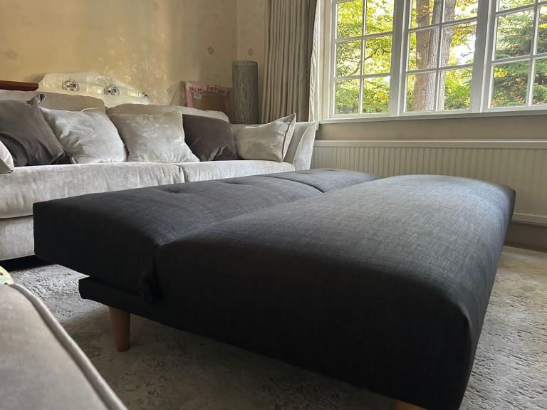 John Lewis Clapton Fixed Back Small Sofa Bed. Light leg, Fraser Steel Fabric