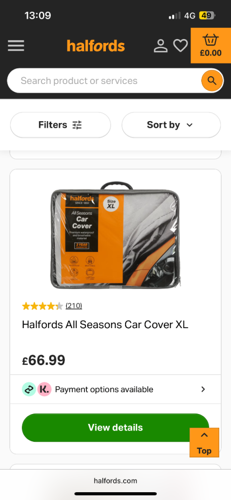 image for Halfords XL Car Cover
