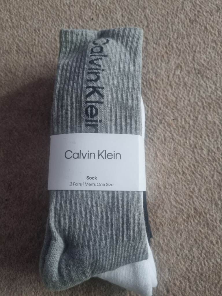 Calvin Klein Men's Socks - 3 Pairs, Grey/White/Black, New