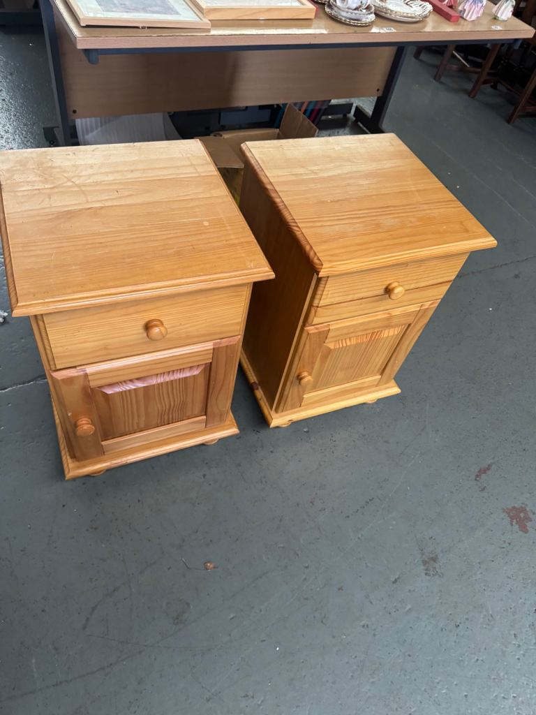 Two pine bedsides cupboards 