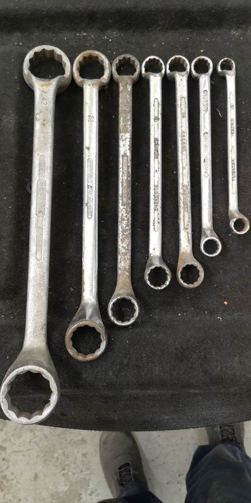 Set of 7 Spanners/Wrenches – Various Sizes, Fair Condition