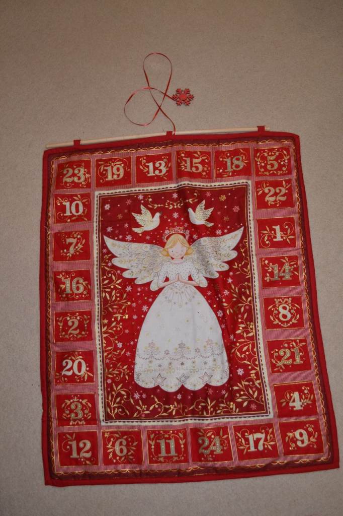 Handmade Cotton Fabric Christmas Advent Hanging Calendar with pockets for gifts