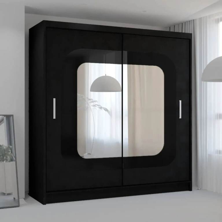 2 Doors 150cm Sliding Wardrobe – Black