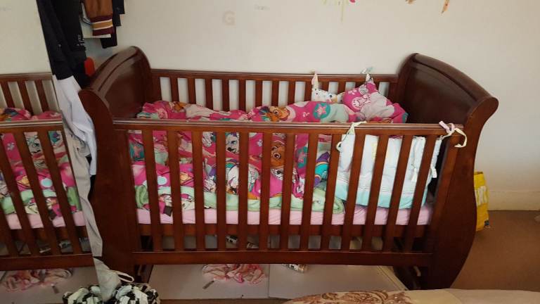 Mahogany Cot Bed – Excellent Condition, with Accessories