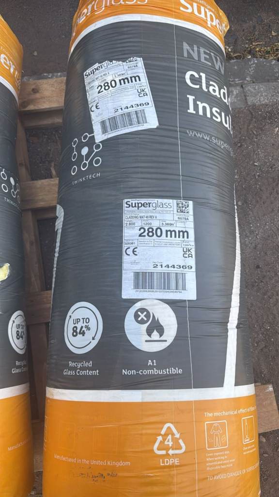 Superglass Cladding 40 Rev A Insulation 280mm (2.8 x 1200 3.36sqm)