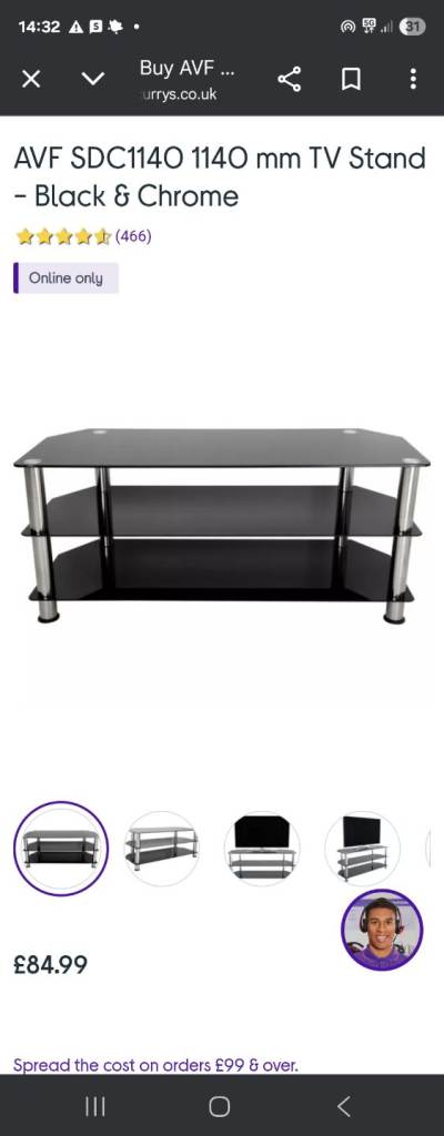 Black glass tv unit 25£