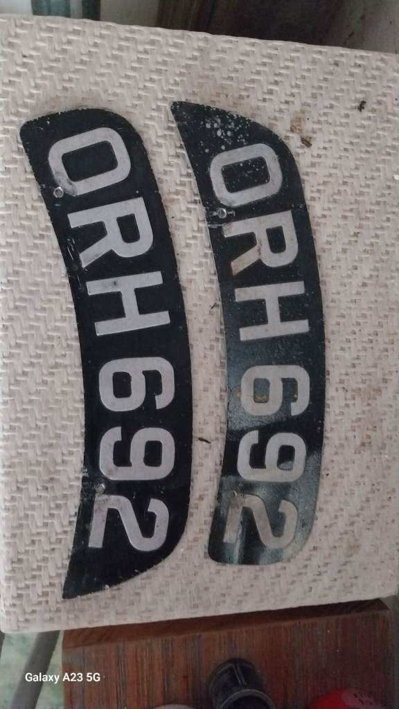 Vintage Black and Silver Number Plates - ORH 692