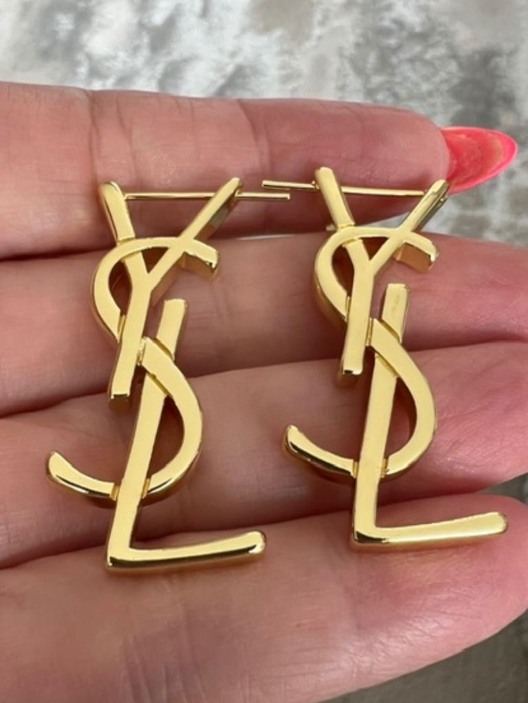 Gold YSL Logo Drop Earrings – As Good As New