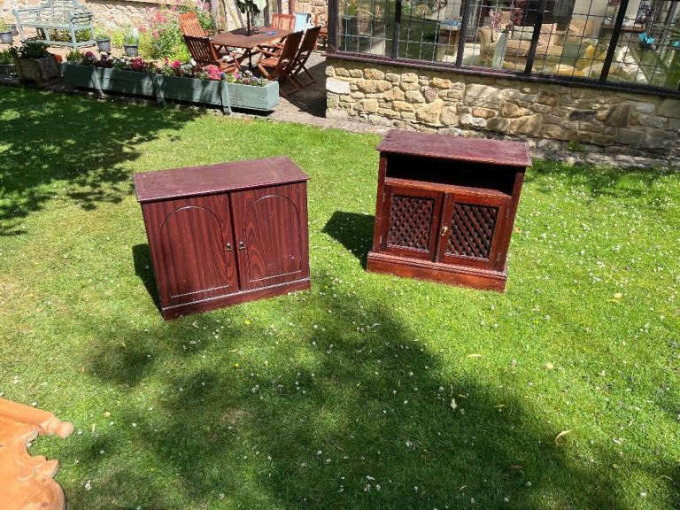 Two Small Wooden Cabinets – Brown, Fair Condition