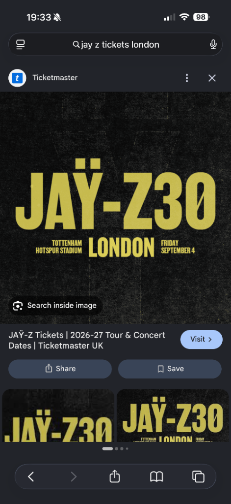 2 Amazing tickets facing stage for Jay Z tickets 4/9