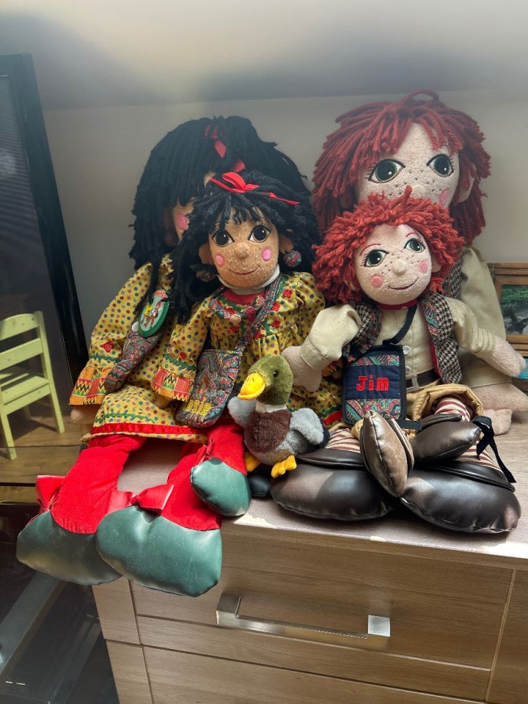 Rosie and Jim large Ragdolls Large Original & 2 talking Rosie/Jim & the Duck & Harmonica 