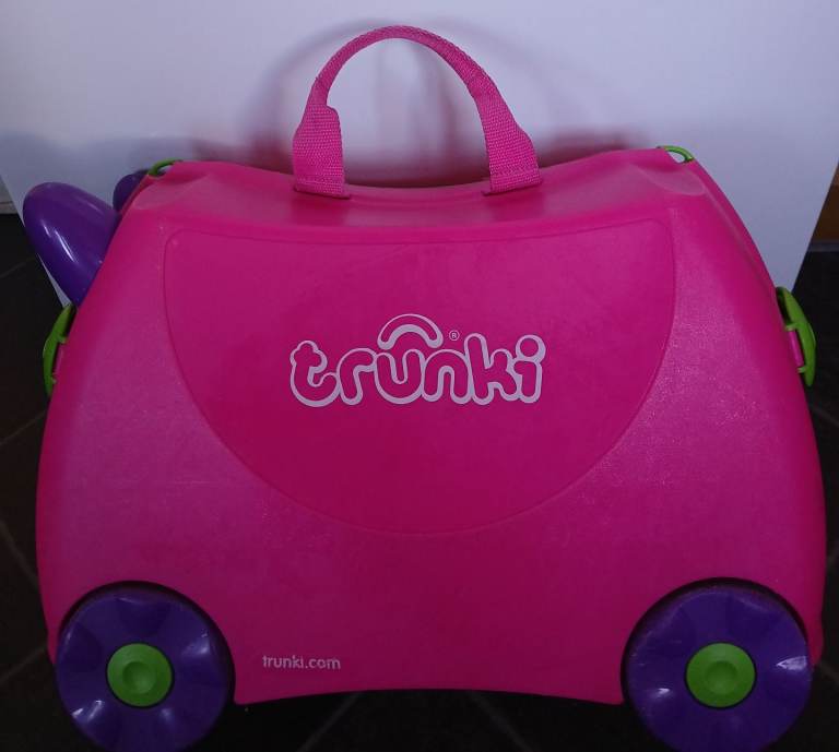 Pink Trunki Child 4 Wheeled Hard Ride On Play Travel Case Cabin Luggage 