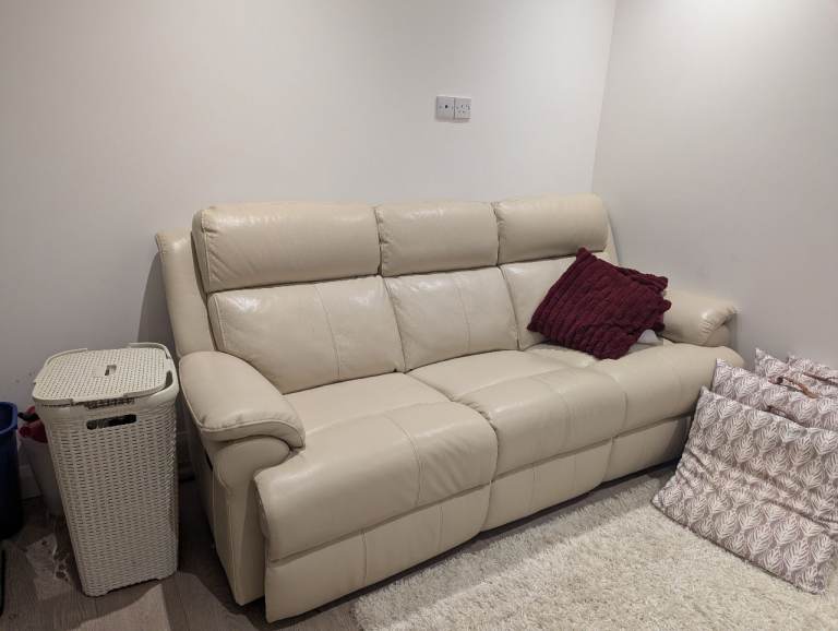 Luxury cream leather sofa
