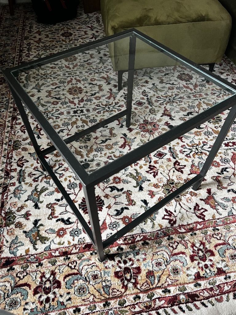 IKEA Glass and Black metal coffee table - square 