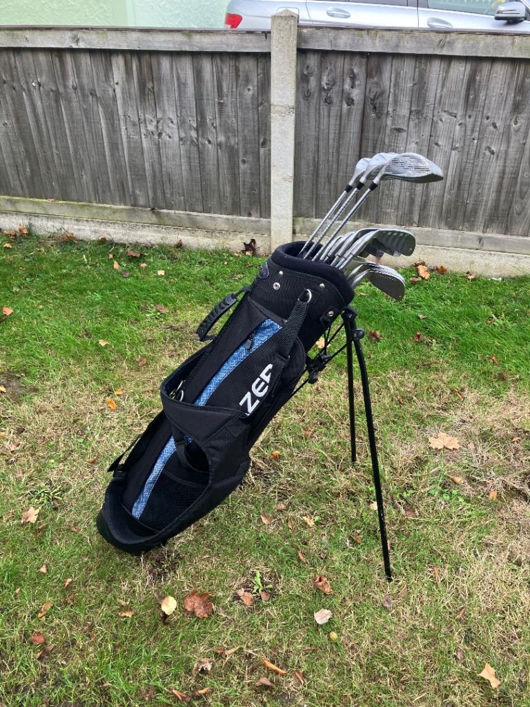 Men’s Golf Clubs By Pinseeker Woods & Irons Putter & Fazer Stand Bag In Black 