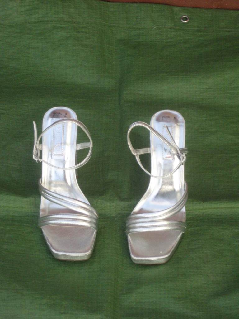 Little Used Pair of Silver Coloured Primark UK Size 5/Euro Size 38 Platform High Heel Shoes: Only £5