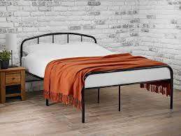 Curved, black, double, 4FT6, metal bed frame, padded sprung, mattress, bargain