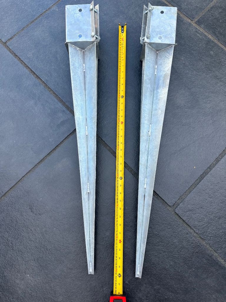 100mm (4") Dual Galvanized Wood Fence Post Spike Ground Anchor - 750mm Support Metal Post Holder