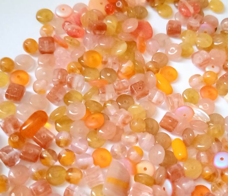3mm - 8mm Small Mix Tangy Orange Honey Yellow Beads (x50) Czech Glass Beads, Jewellery Earrings