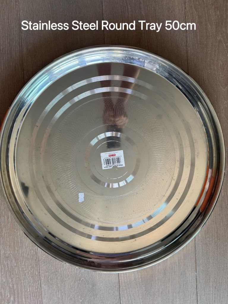 Stainless Steel Round Serving Trays - 40cm & 50cm