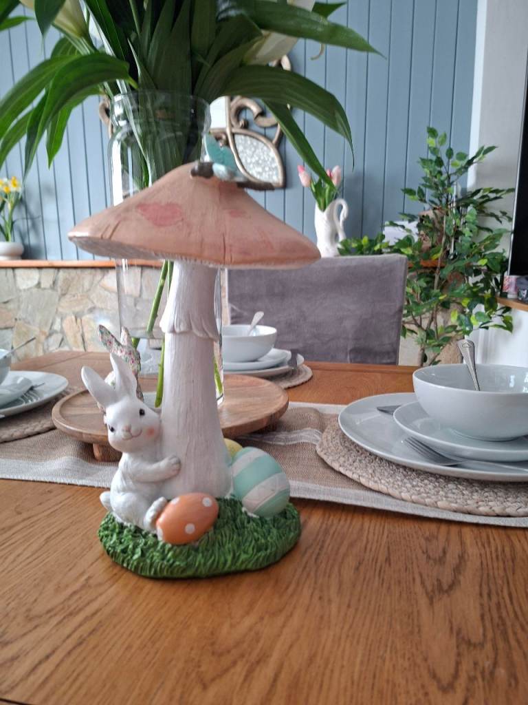 Cute Easter Mushroom & Bunny Decorative Figurine