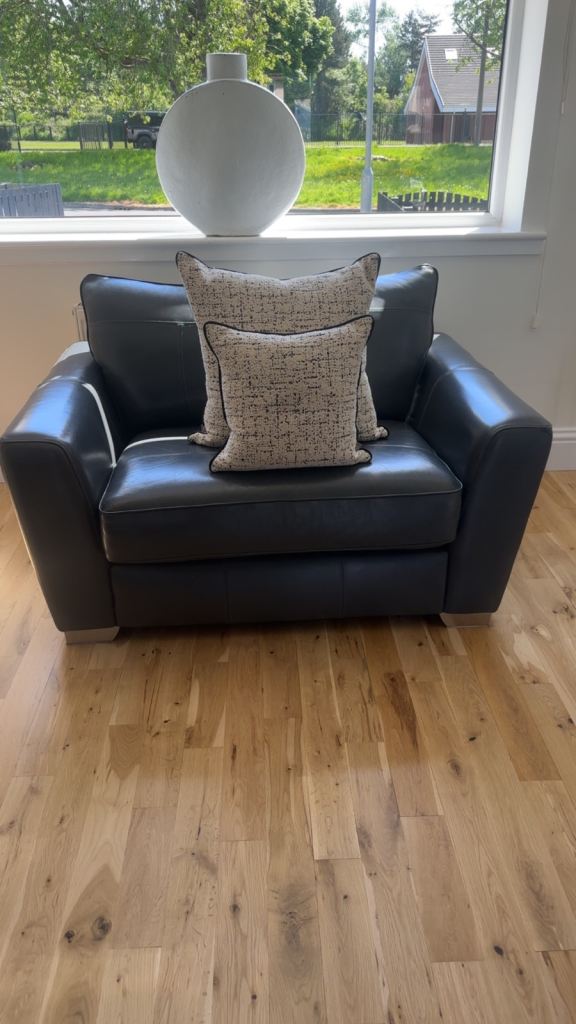 Leather Sofa, cuddle chair, occasional chair and footstool 