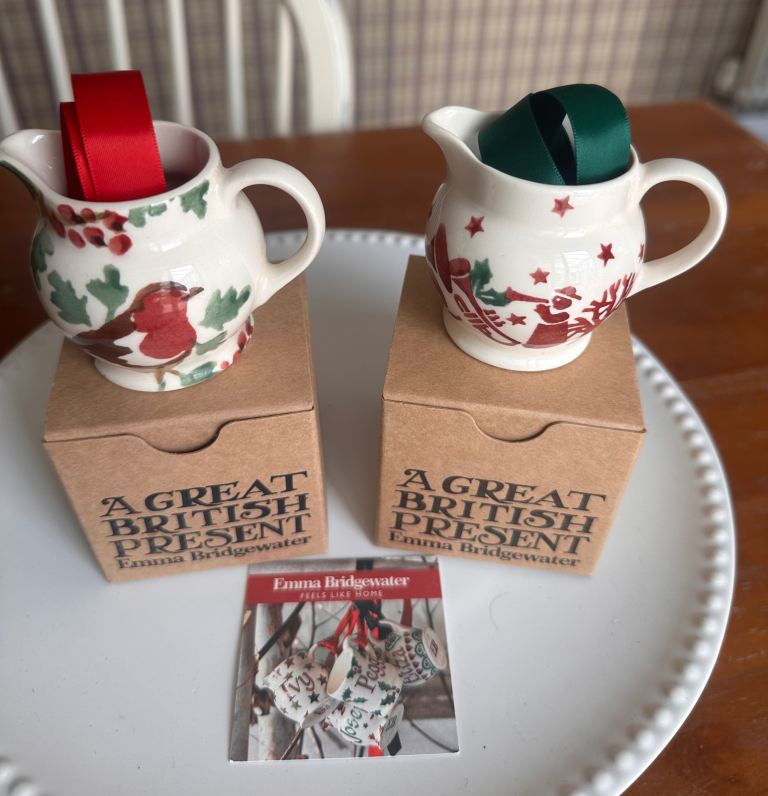 Emma Bridgewater x 2 Tiny Christmas Jugs Both boxed Very Pretty Bargain 