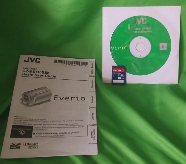 JVC Everio GZ-MS110BEK Camcorder + 16GB SD Card, Battery, Cables, Manual & CD