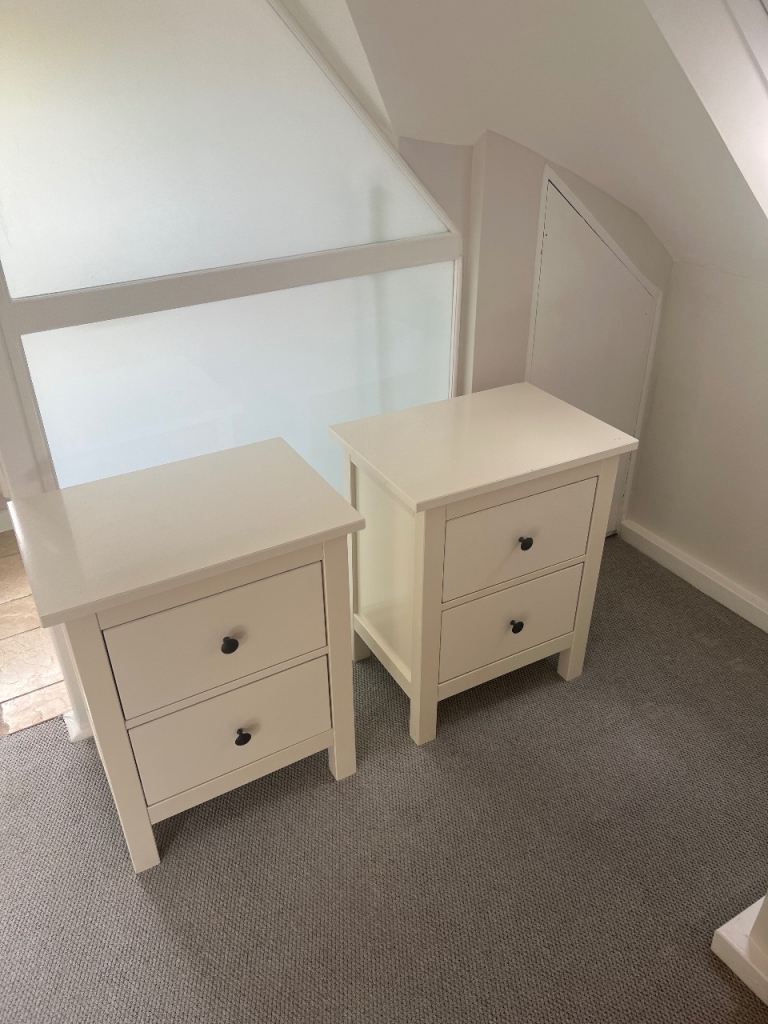 IKEA Hemnes White Bedside Tables (Pair) – 2 Drawers Each