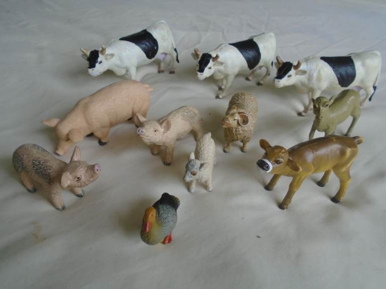 Child play ELC solid farm animal figures, cows pigs sheep goats,
