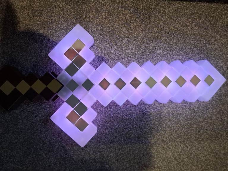 Minecraft Light up & sound sword/ hammer, shoots nerf & Shield