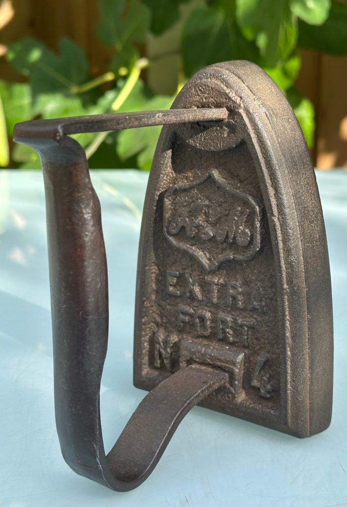 image for ANTIQUE FRENCH CAST IRON FLAT IRON, SAD IRON, A.M EXTRA FORT No4 - 1800s - WILL POST!