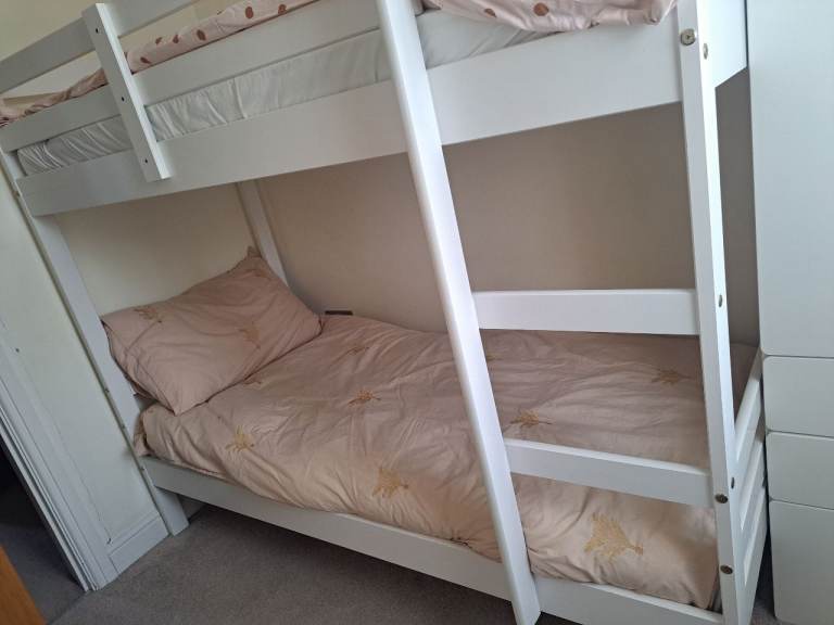 White Wooden Bunk Bed – Good Condition