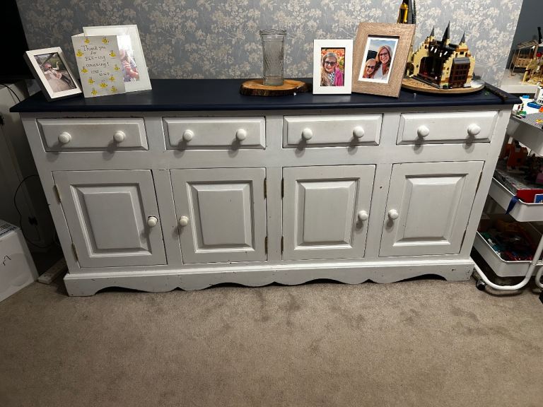 White Wooden Sideboard Cabinet with Drawers