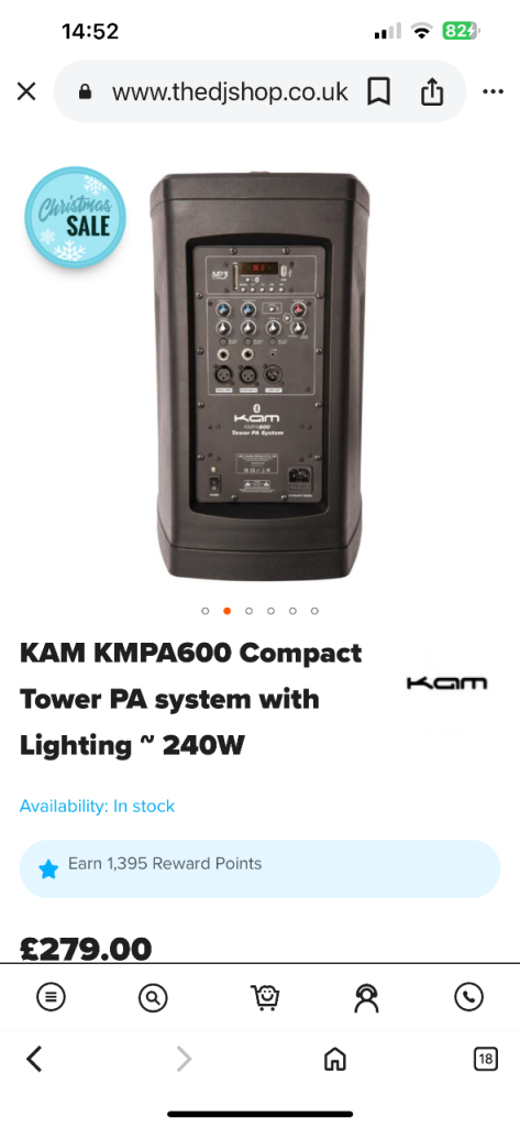 Kam Bluetooth Pa speaker system. With led lights in speakers 