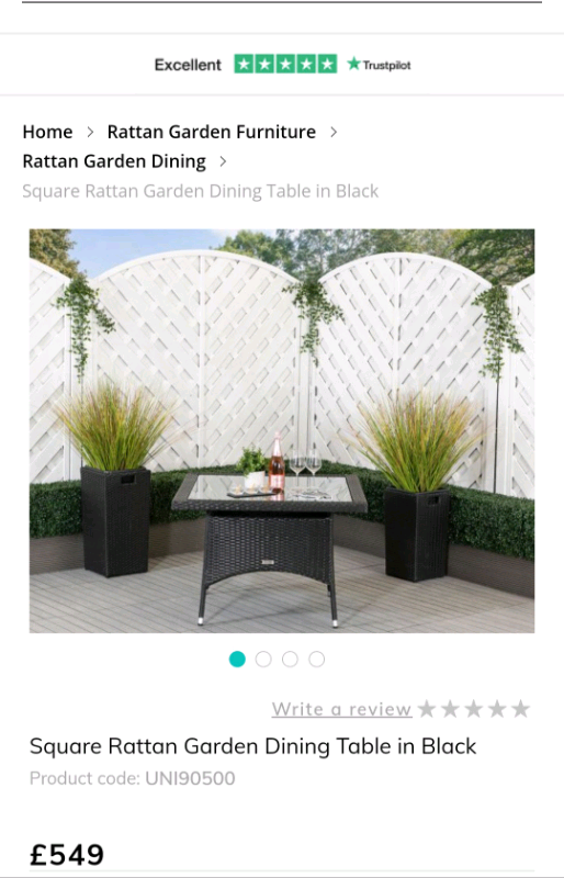 Rattan luxury sqaure dining table black 